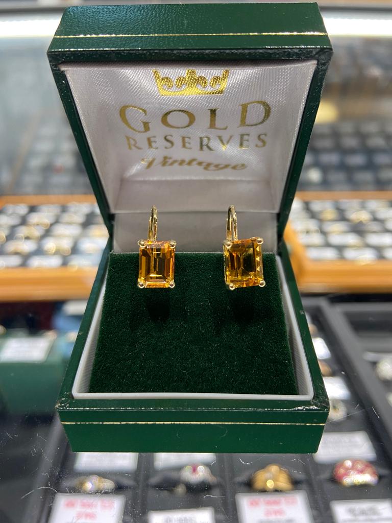 9ct gold & citrine earrings in jewellery box