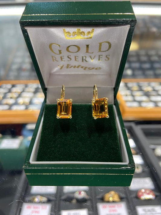 9ct gold & citrine earrings in jewellery box