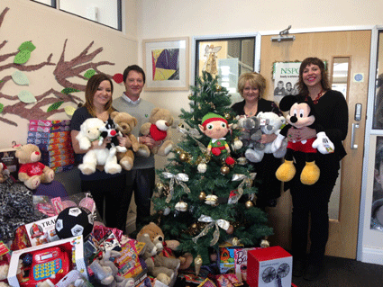 Secret Santa delivery Day1 - NSPCC Ty Findlay building in Swansea