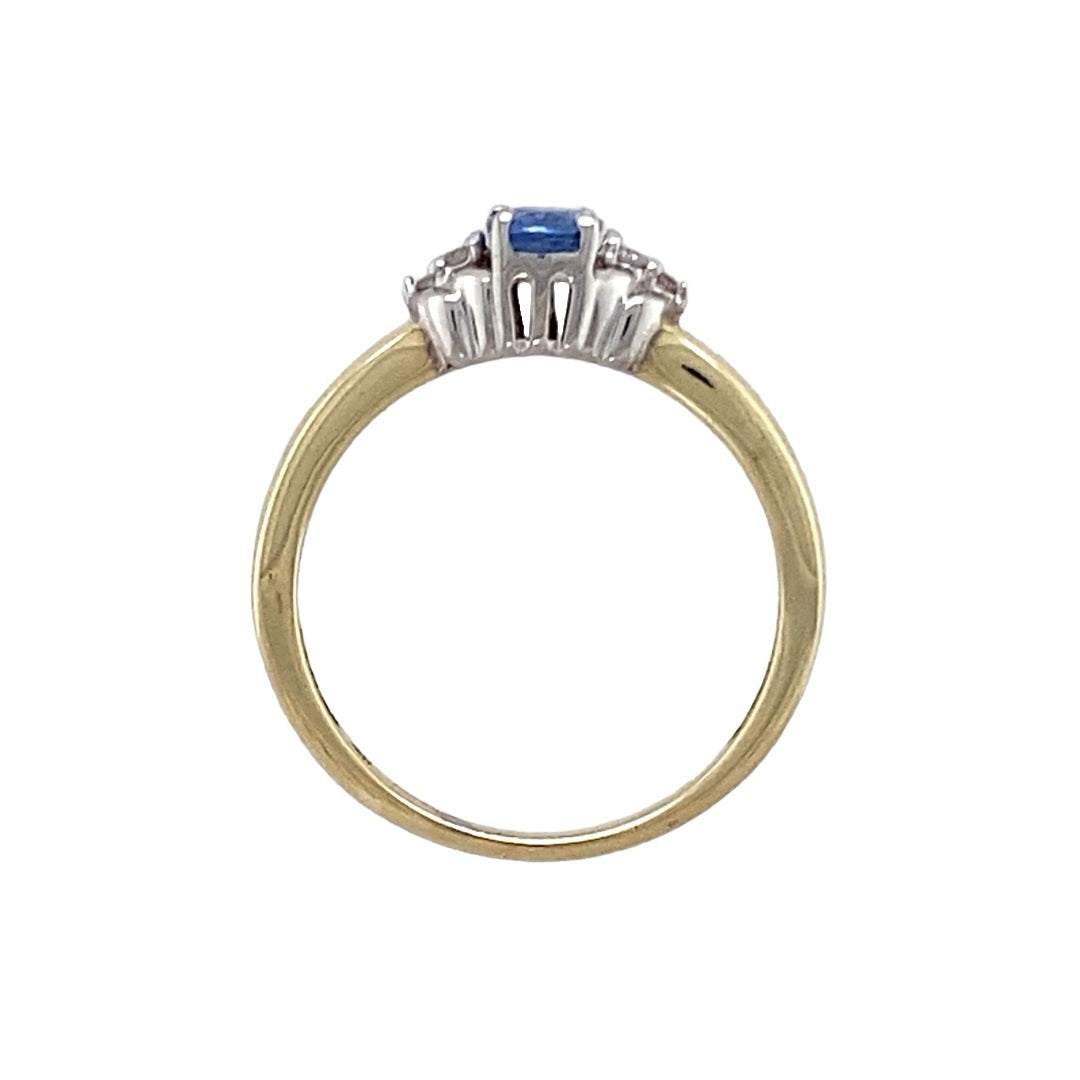 9ct Gold Diamond & Blue Stone Set Ring