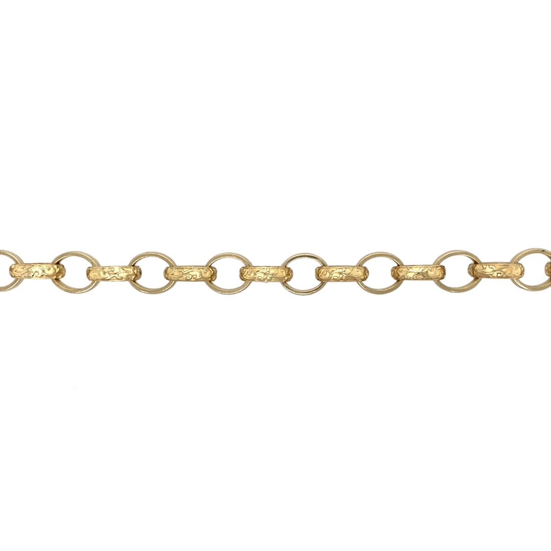 New 9ct Gold 8.5" Engraved Belcher Bracelet 22 grams