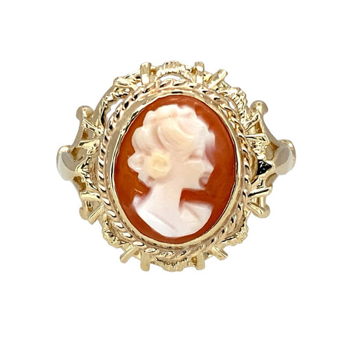 9ct Gold & Cameo Set Oval Ring