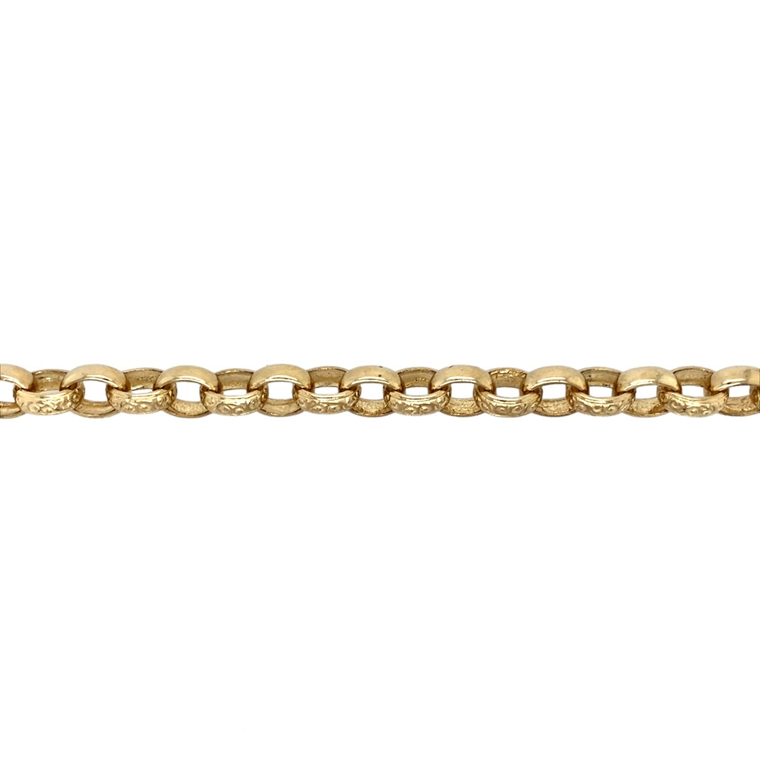New 9ct Gold 8" Engraved Belcher Bracelet 22 grams