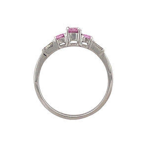9ct White Gold Diamond & Pink Sapphire Set Ring