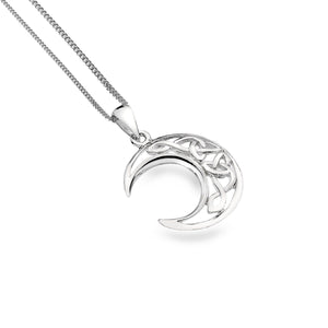 New 925 Silver Celtic Crescent Moon Pendant on an 18" fine pendant chain (chain styles may vary)