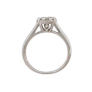 9ct White Gold & Diamond Illusion Set Solitaire Cluster Ring