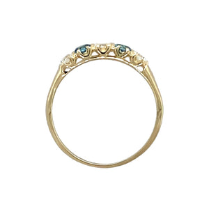 9ct Gold & White and Blue Coloured Cubic Zirconia Set Band Ring