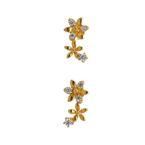 18ct Gold & Cubic Zirconia Set Flower Stud Earrings