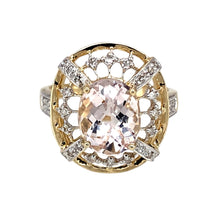 Load image into Gallery viewer, 9ct Gold Diamond &amp; Quartz Set Patterned Ring
