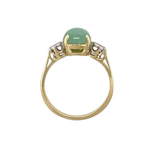 9ct Gold Diamond & Jade Set Ring