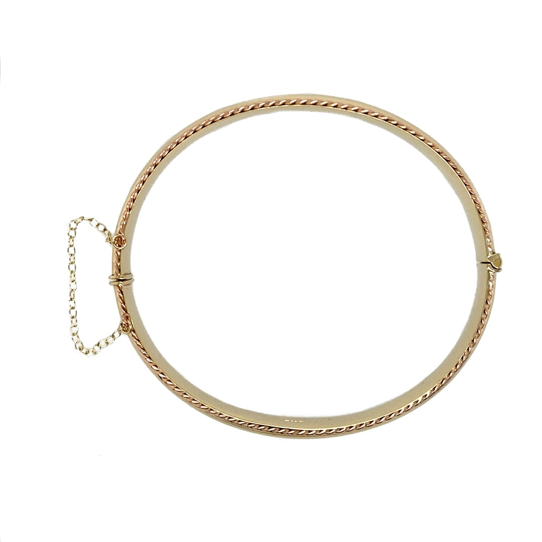 9ct Gold Clogau Rope Trim Hinged Bangle