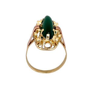 14ct Gold & Green Stone Set Dress Ring