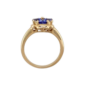 9ct Gold Diamond & Tanzanite Set Flower Ring