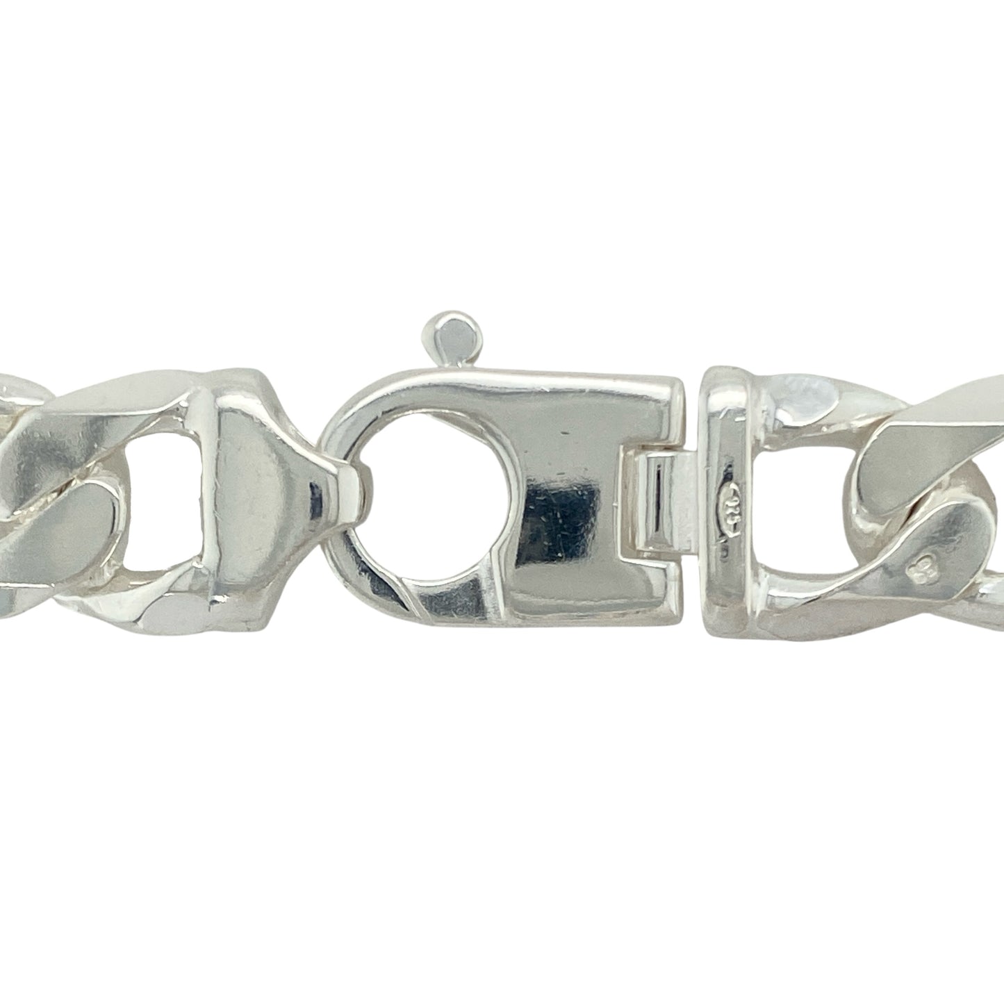 Bring bold sophistication and ultimate impact to your collection with this new 925 solid silver 26" curb chain, offering a striking design and commanding presence—perfect for making a truly unforgettable statement.
Design: The chain features a traditional 26" curb style with extra-wide 17mm links, creating a strong, sleek, and powerful look. Its bold silhouette and classic design make it a standout choice for those who love attention-grabbing pieces.