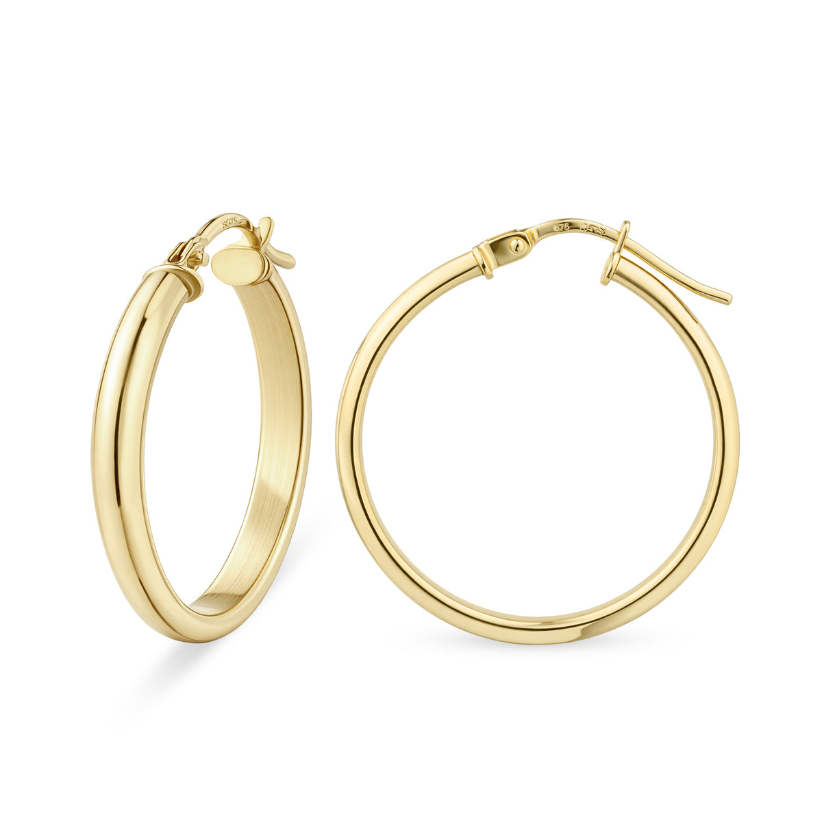 9ct Gold Plain Hoop Creole Earrings