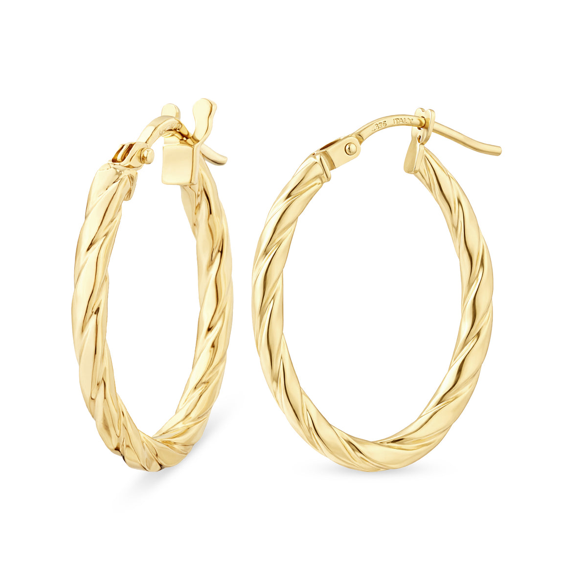 9ct Gold Twisted Oval Creole Earrings