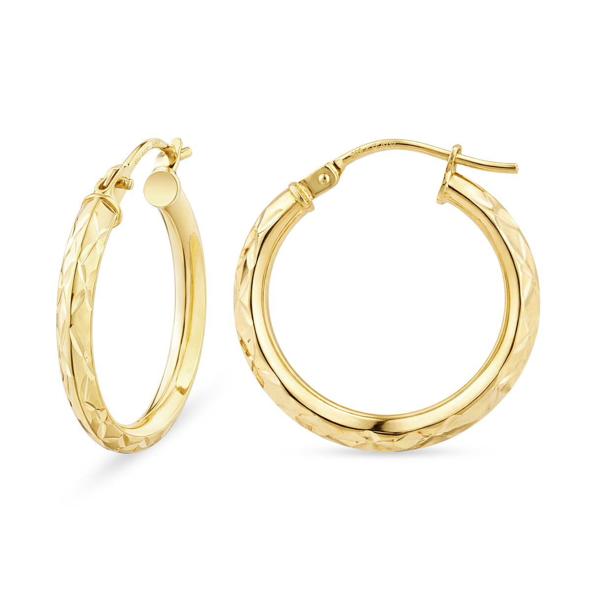 9ct Gold Patterned Hoop Creole Earrings