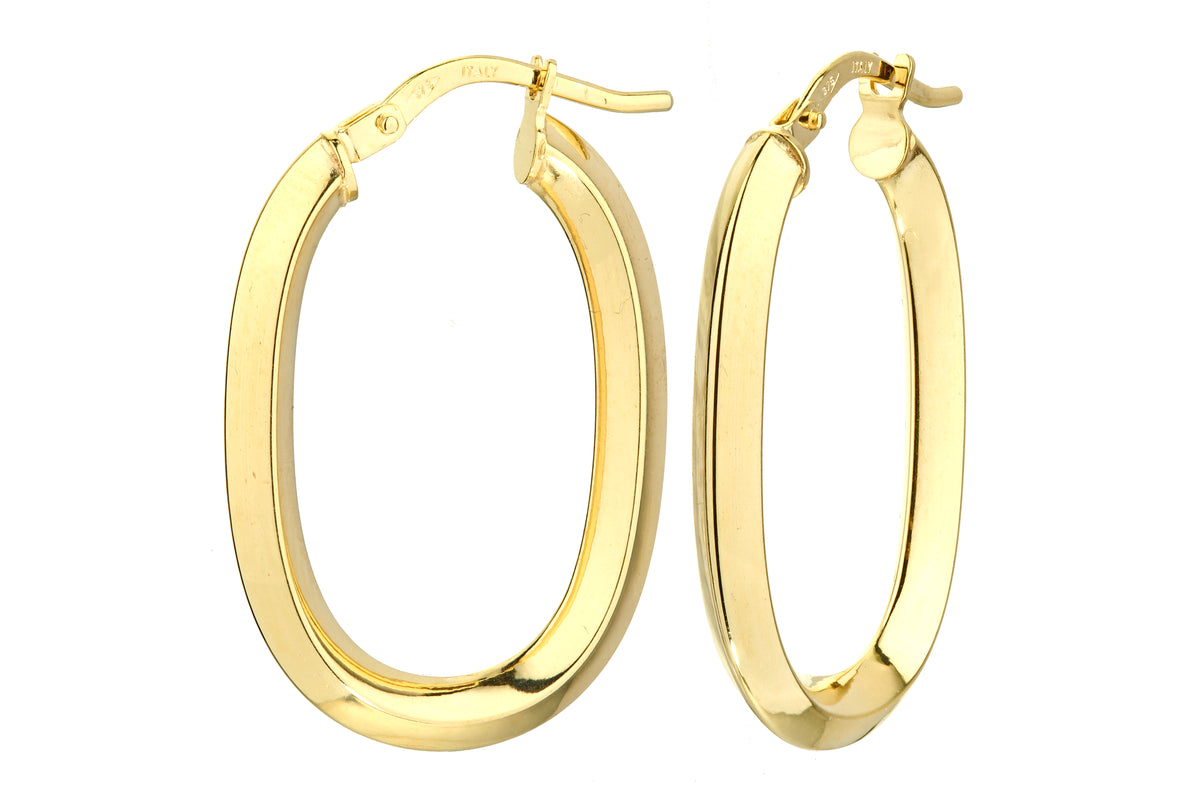 9ct Gold Plain Oval Creole Earrings
