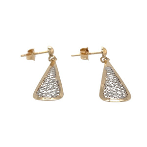 Preowned 9ct Yellow and White Gold Patterned Drop Earrings with the weight 1.30 grams
