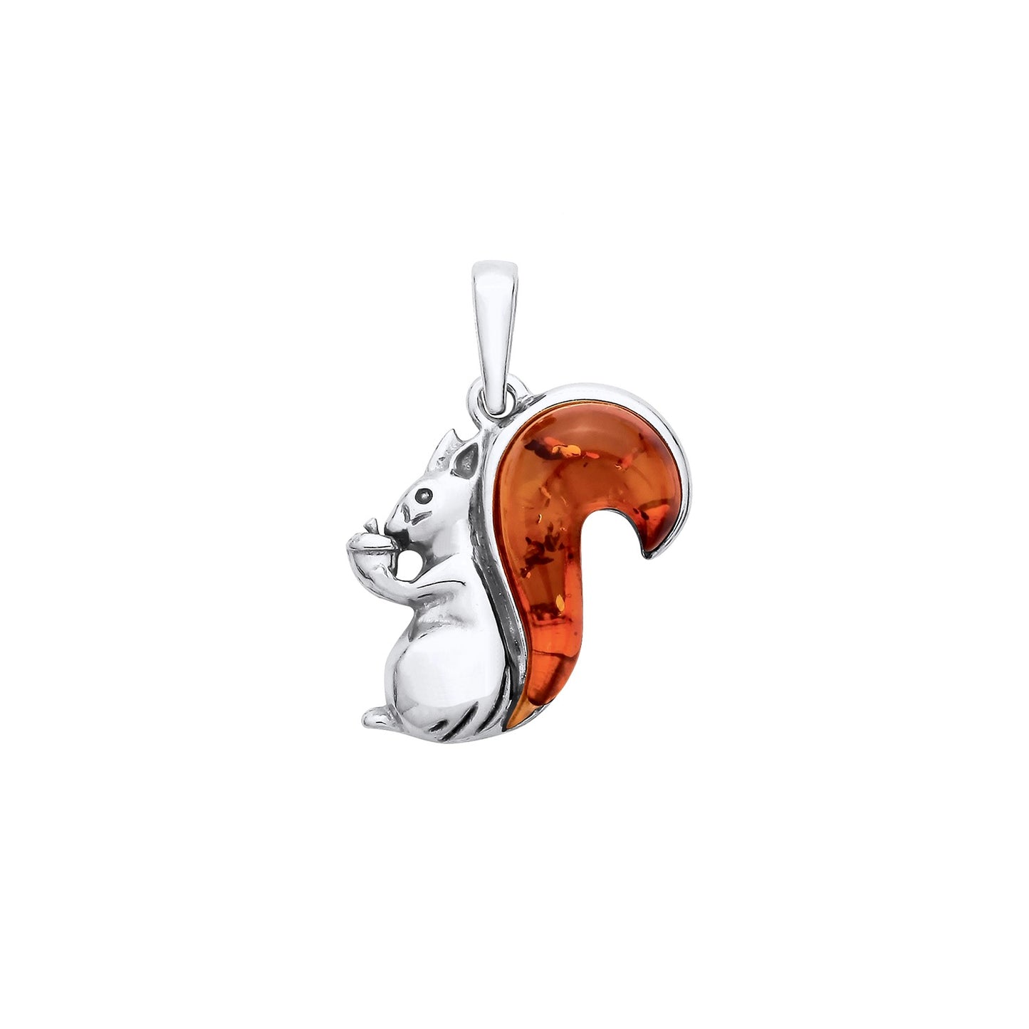 New 925 Silver & Natural Baltic Amber Squirrel Pendant with the weight 2.60 grams. Pendant Length 26.75mm Pendant Width 18.5mm