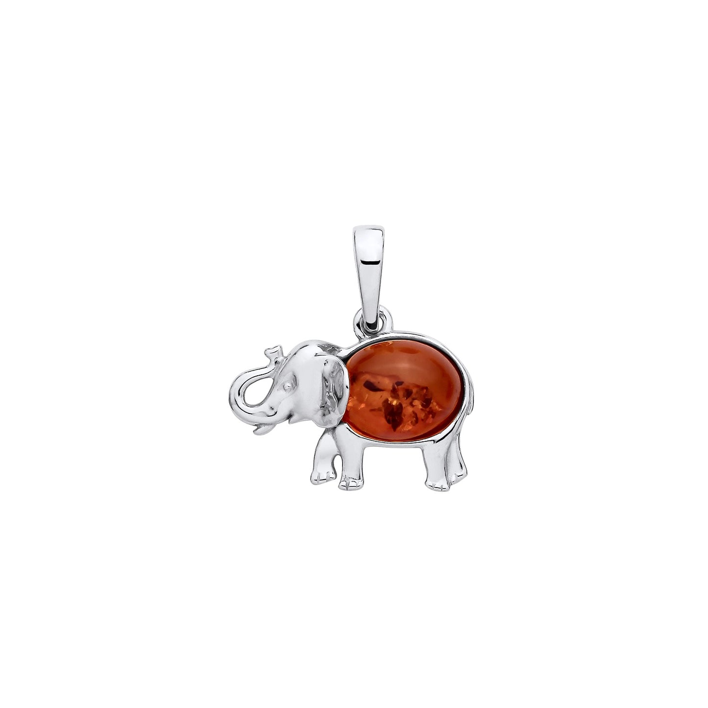 New 925 Silver & Amber Set Elephant Pendant with the weight 1.80 grams. Pendant Length 21mm Pendant Width 19.5mm