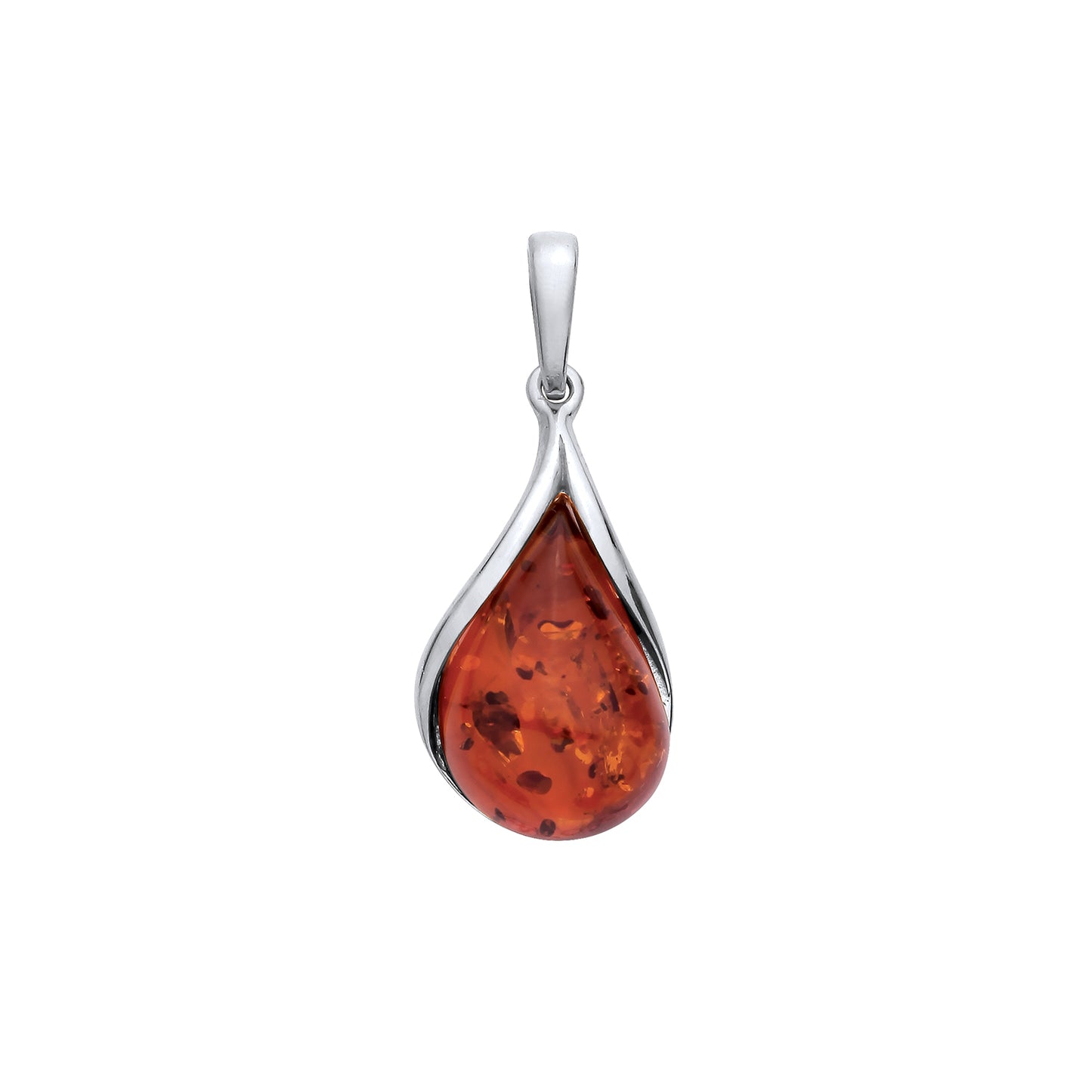 New 925 Silver & Natural Baltic Amber Teardrop Pendant with the weight 2.30 grams. Pendant Length 30.5mm Pendant Width 13.2mm