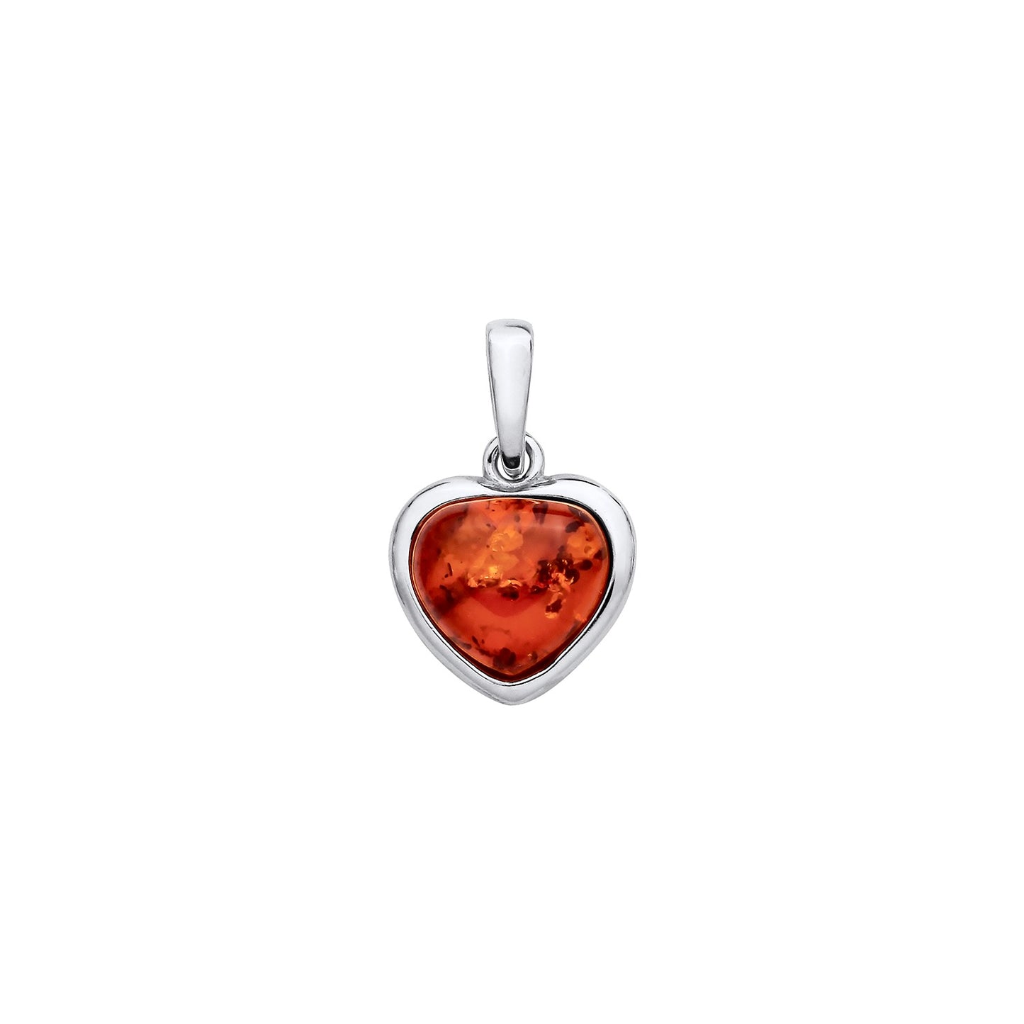 New 925 Silver & Natural Baltic Amber Set Heart Pendant with the weight 1.60 grams. Pendant Length 21.75mm Pendant Width 13.5mm