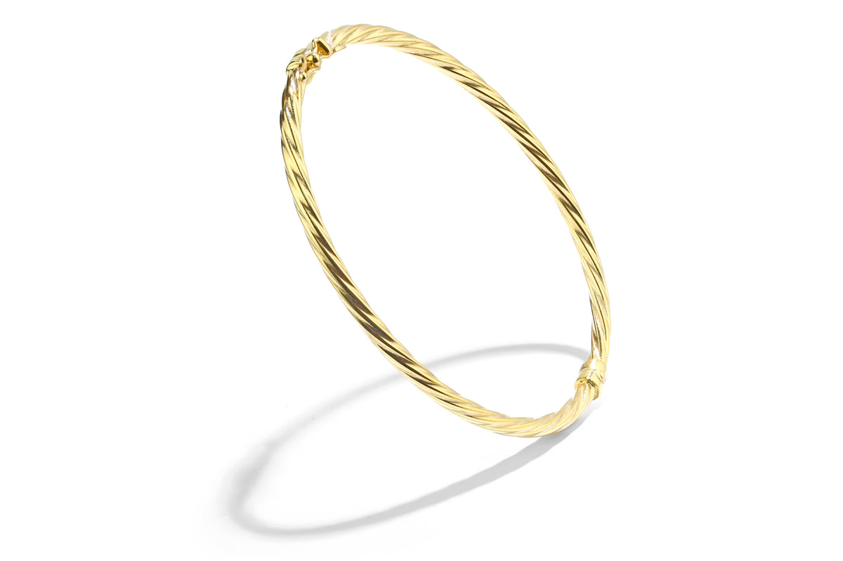 9ct Gold Twisted Hinged Bangle
