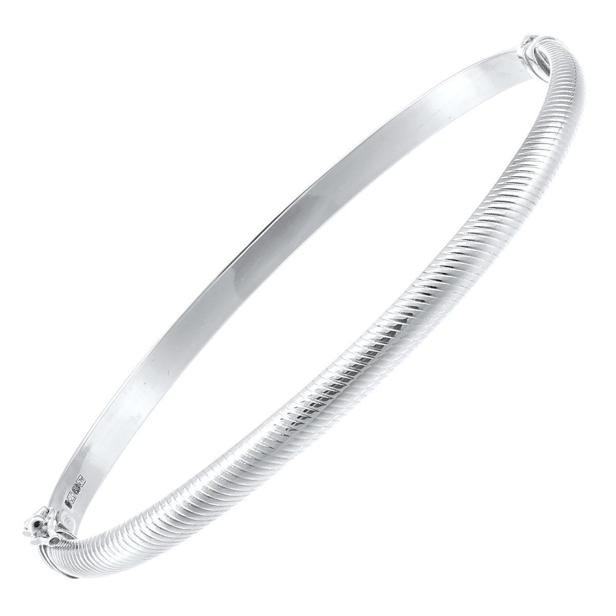 9ct White Gold Textured Hinged Bangle