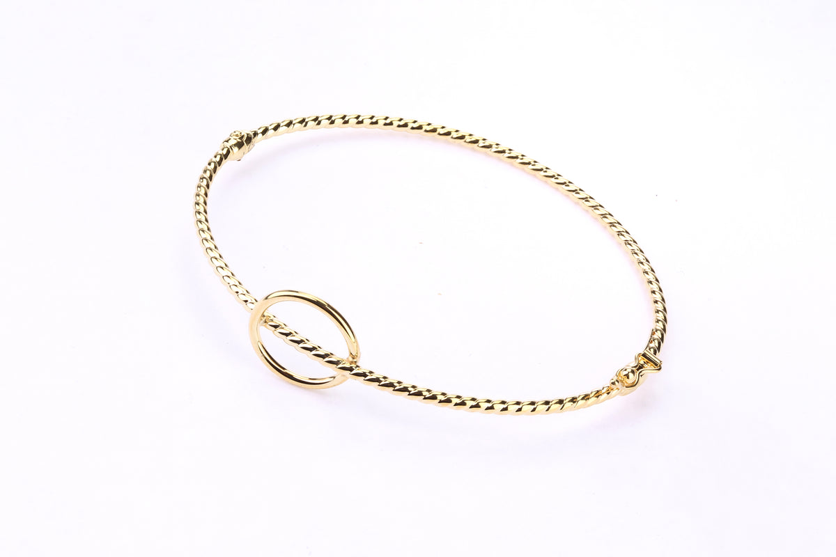 9ct Gold Circle Twist Hinged Bangle
