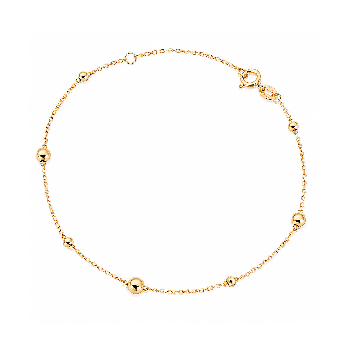 9ct Gold 10" Ball Link Anklet