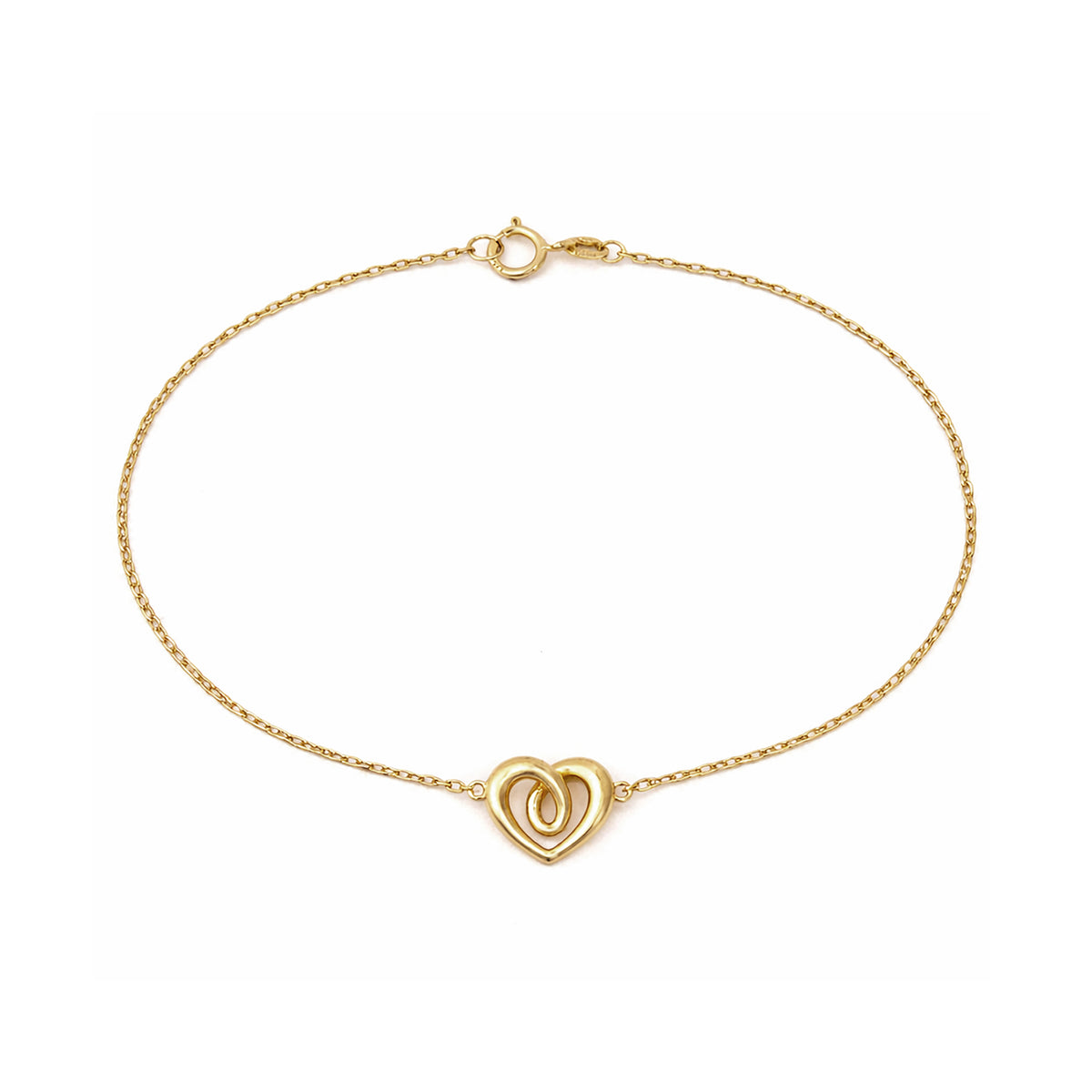 9ct Gold 7.5" Heart Trace Bracelet