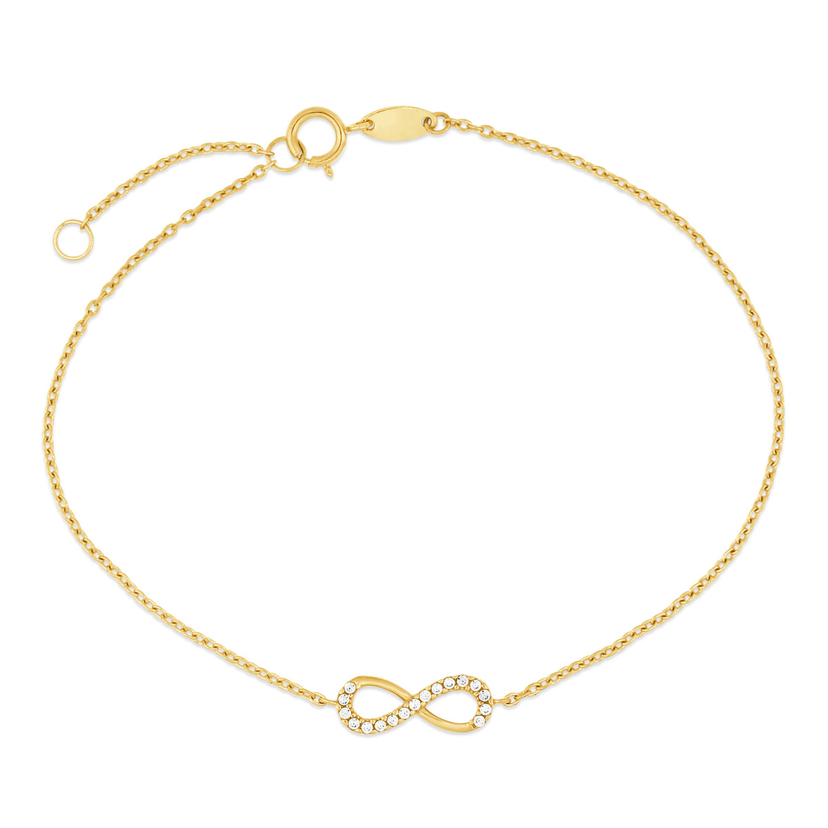9ct Gold & Cubic Zirconia Infinity 6.5" - 7.5" Bracelet