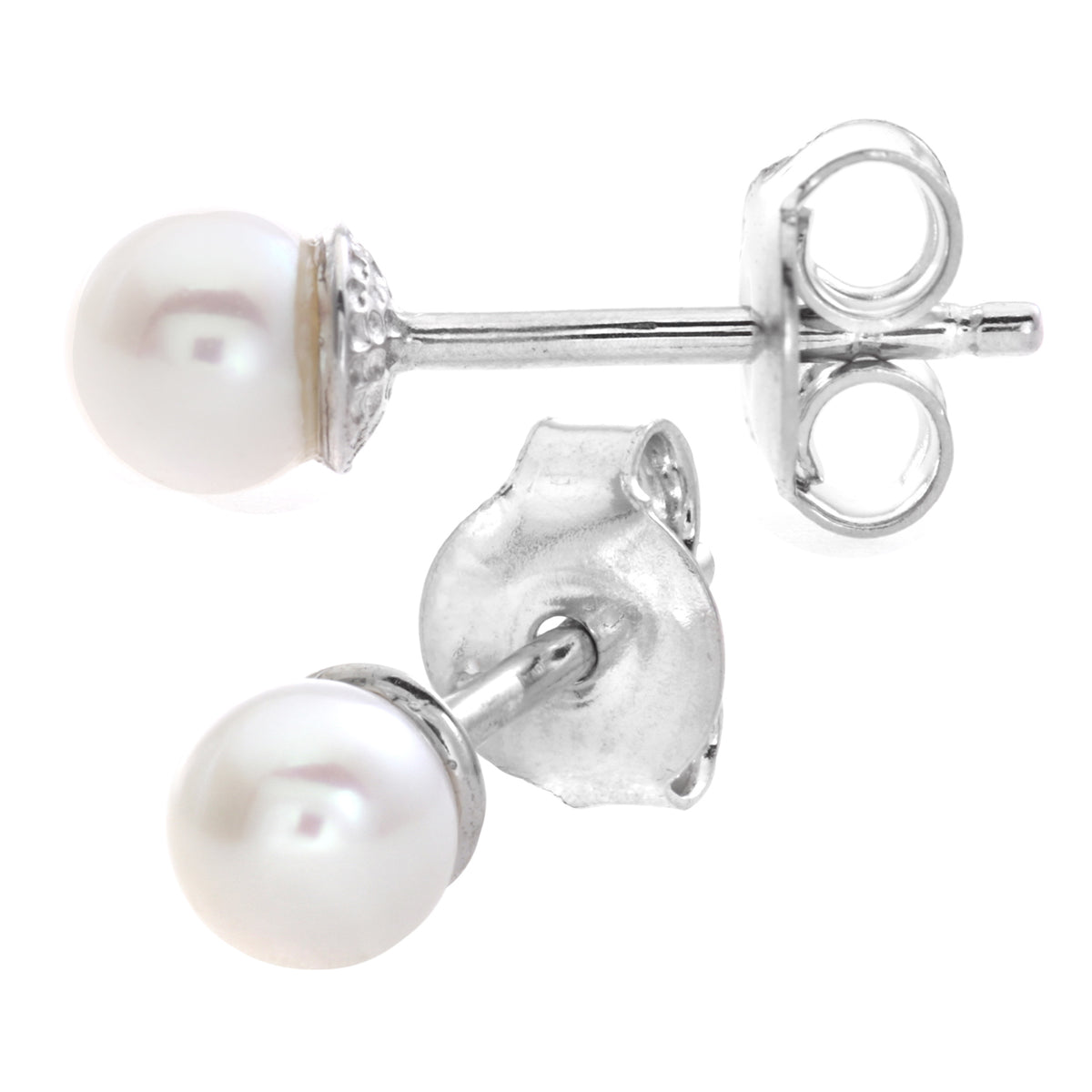 9ct White Gold & Pearl Stud Earrings
