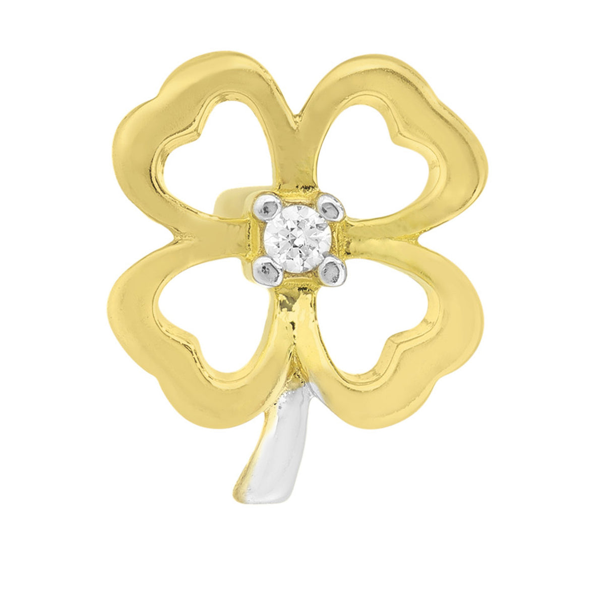 9ct Gold & Cubic Zirconia Clover Stud Earrings