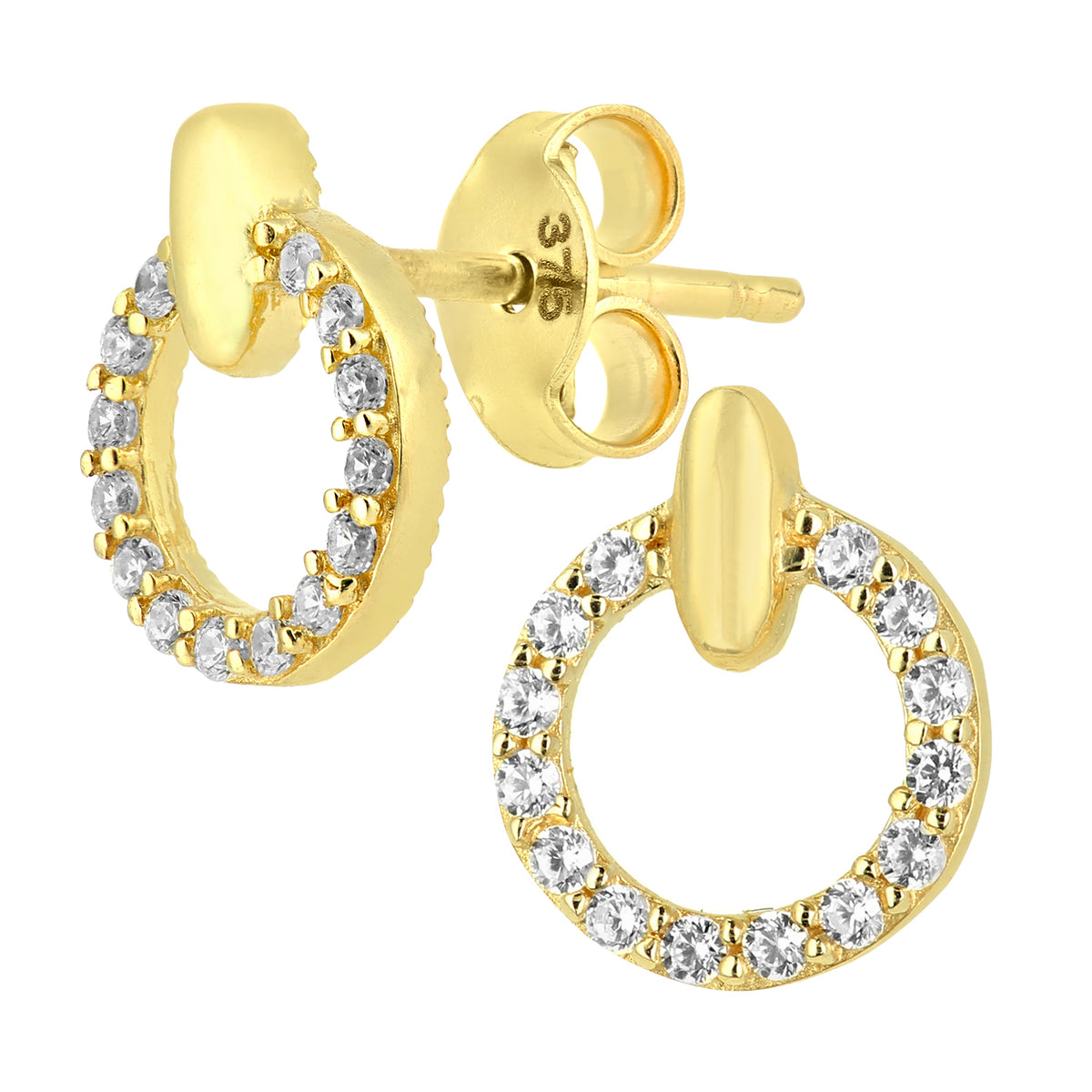 9ct Gold & Cubic Zirconia Round Stud Earrings