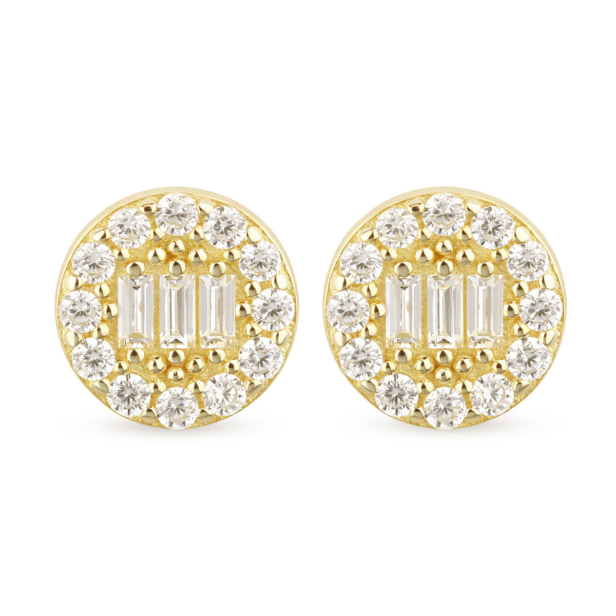 9ct Gold & Cubic Zirconia Round Cluster Stud Earrings