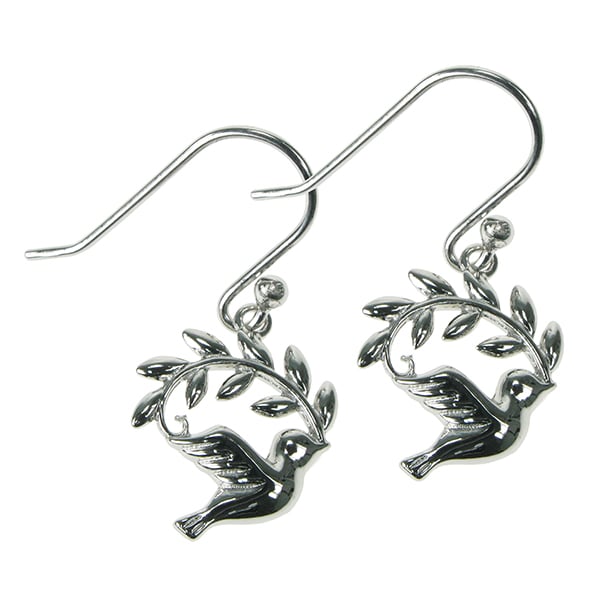 925 Silver Dove of Peace Dropper Earrings