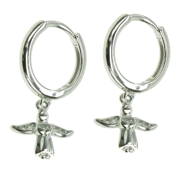 925 Silver Guardian Angel Hoop Earrings