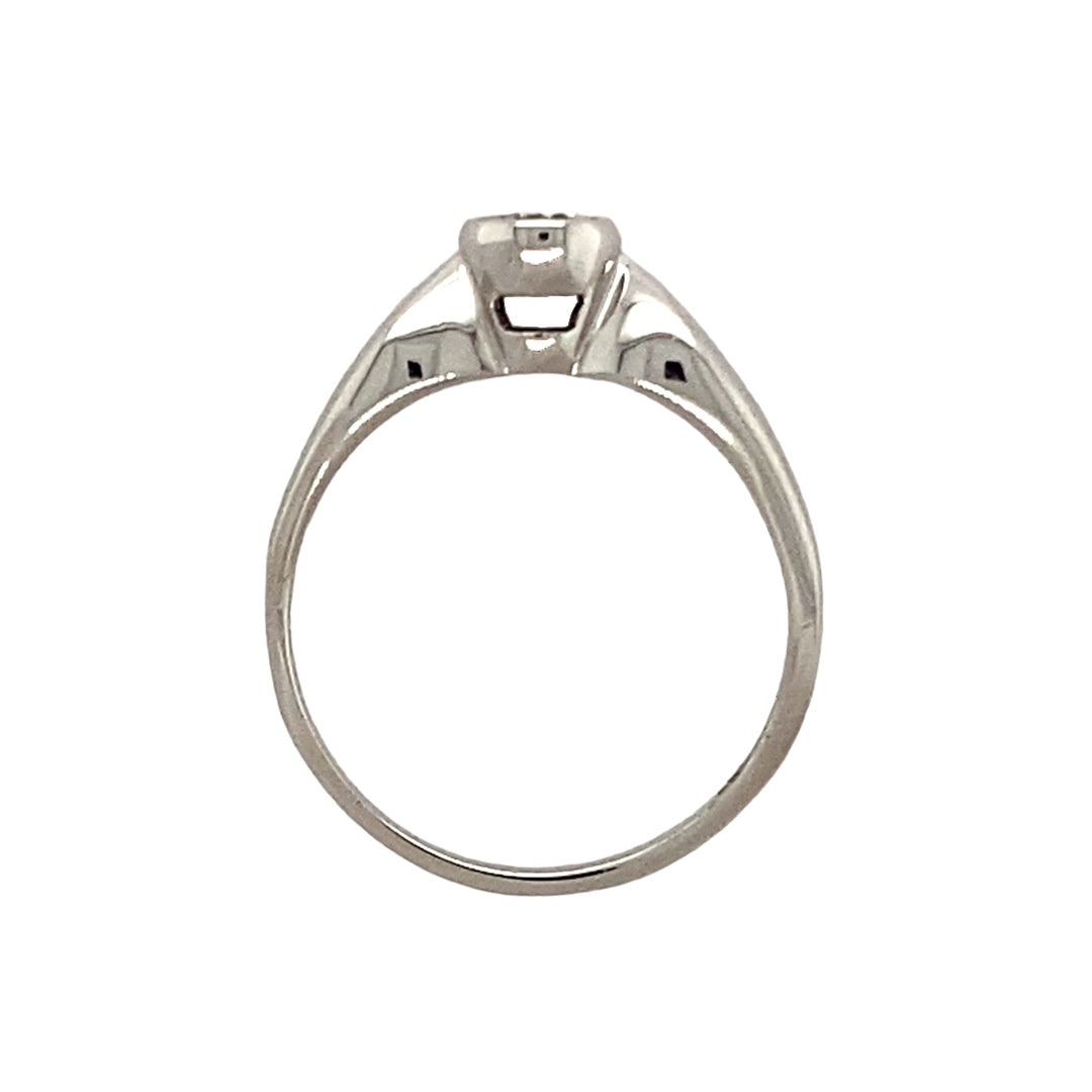 9ct White Gold & Diamond Rubover Set Solitaire Ring