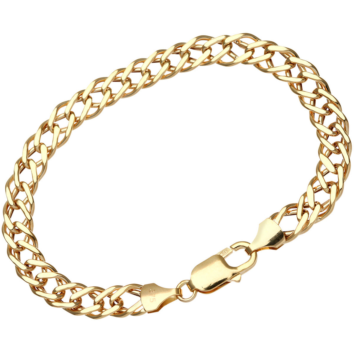 9ct Gold 8.5" Double Curb Bracelet