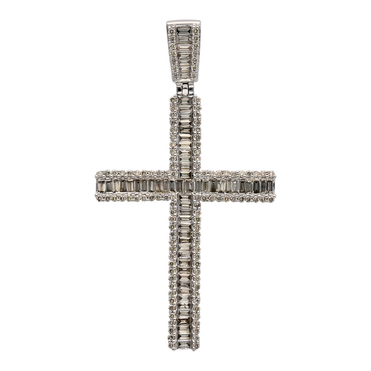 New 9ct White Gold & Diamond Set Cross Pendant
