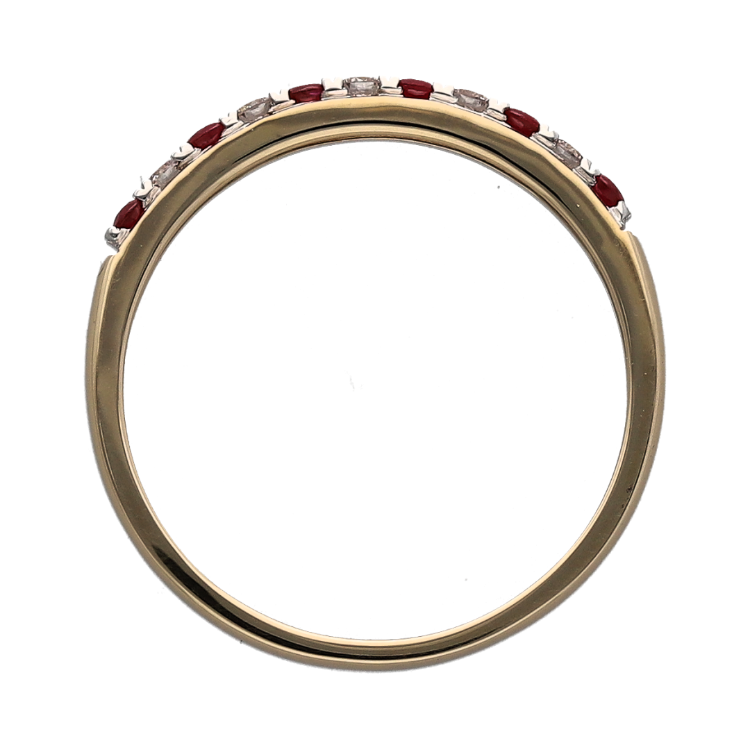 New 9ct Gold Diamond & Ruby Set Band Ring