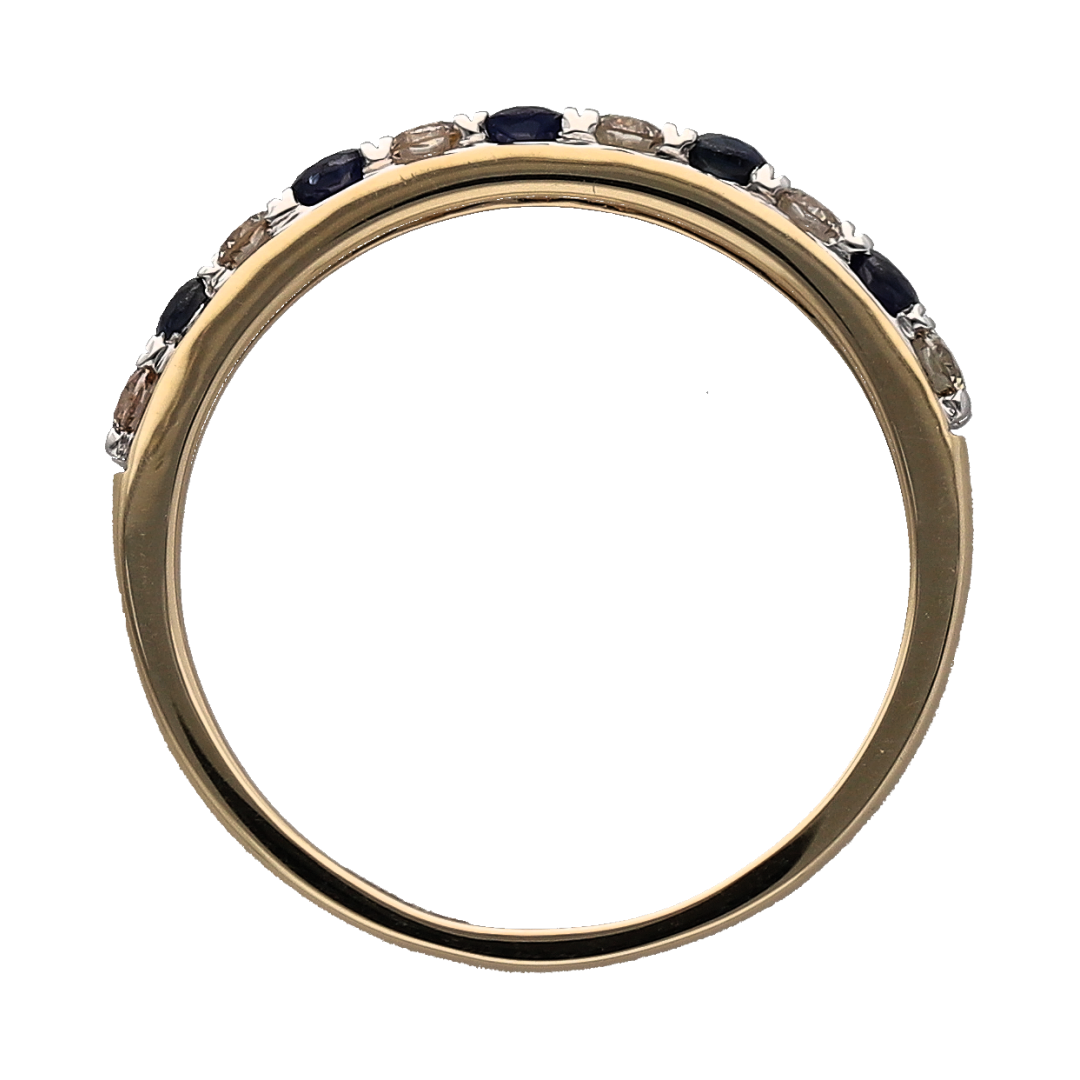 New 9ct Gold Diamond & Sapphire Set Band Ring