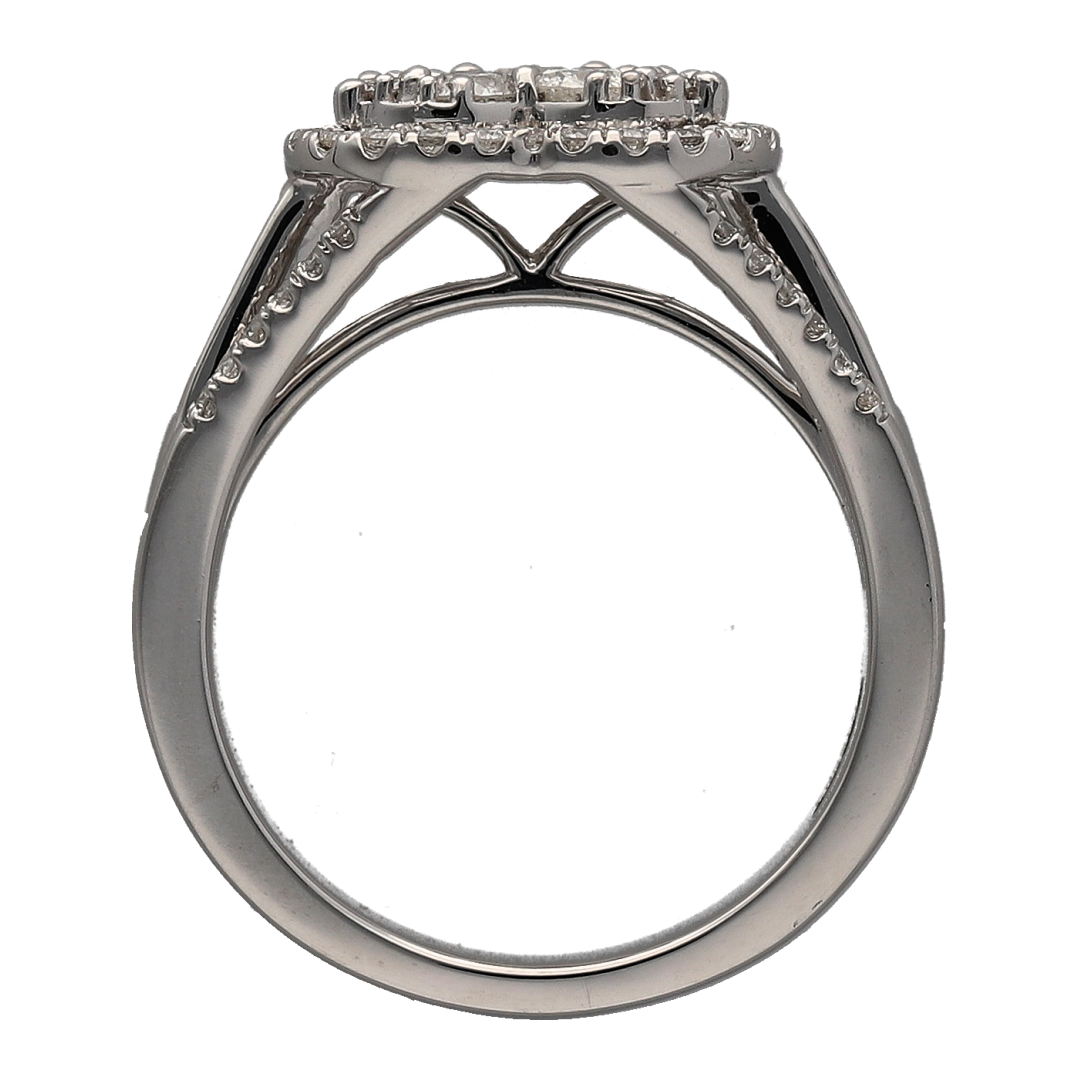 New 9ct White Gold & Diamond Set Heart Cluster Ring