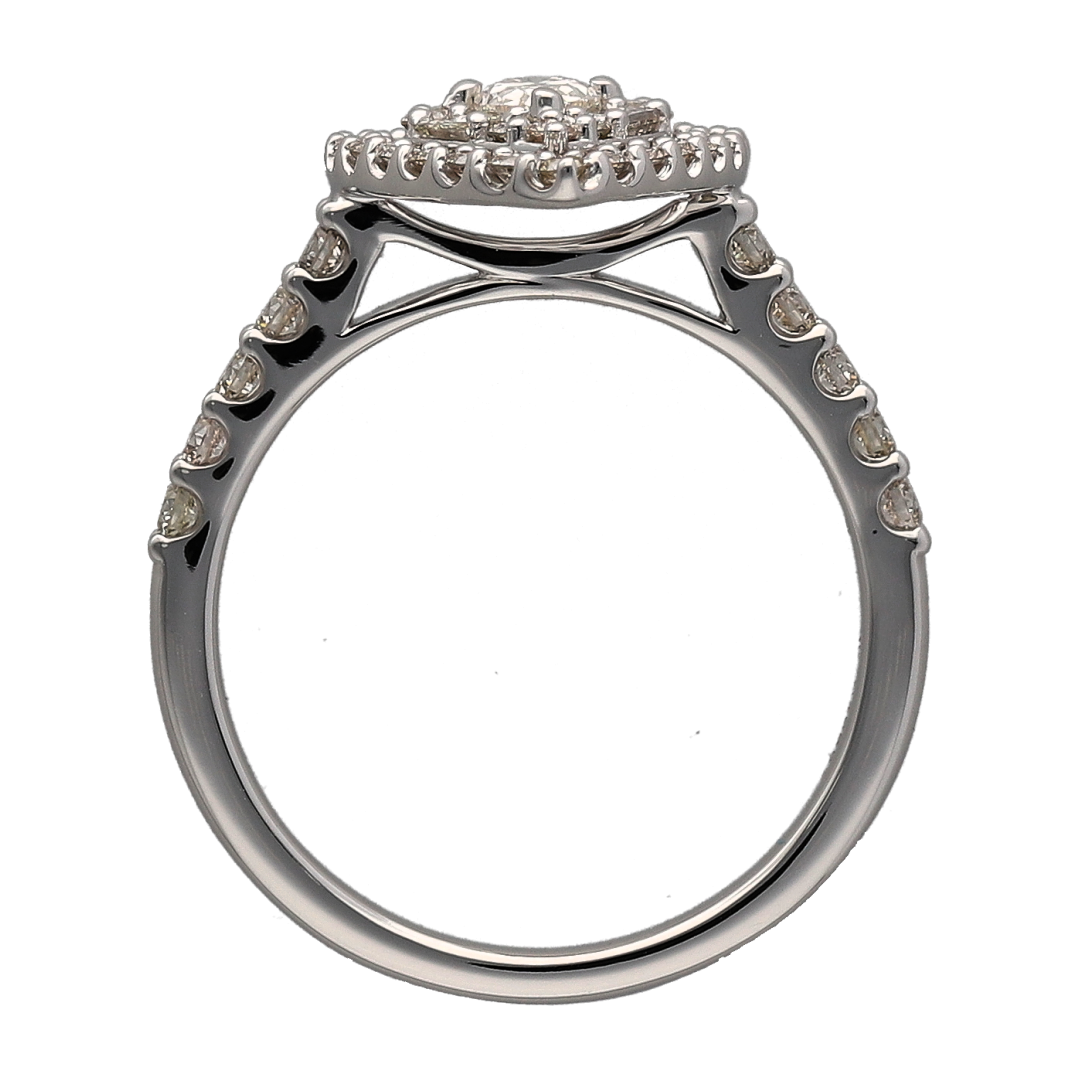 New 9ct White Gold & Diamond Set Teardrop Cluster Ring