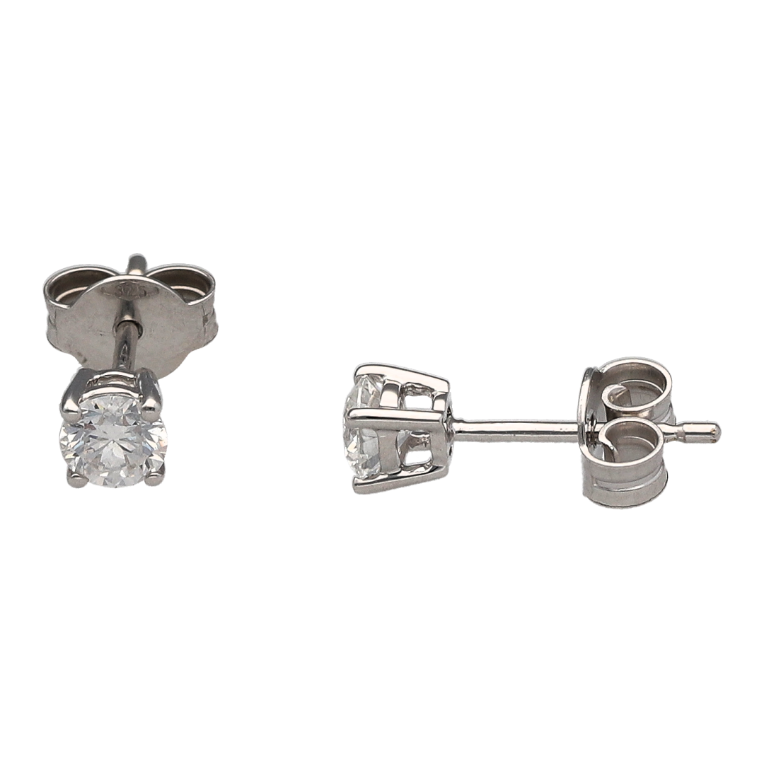 New 9ct White Gold & Diamond Set Stud Earrings
