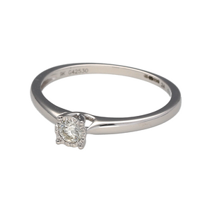 New 9ct White Gold & Diamond Set Solitaire Ring in size N. The ring contains a real natural diamond which is 0.16ct but looks like 0.33ct due to the setting. The diamond is approximate clarity Si and colour G - H