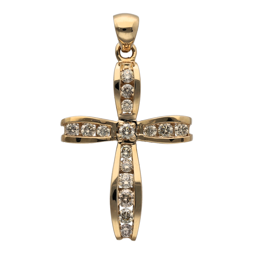 New 9ct Gold & 1ct Diamond Set Cross Pendant