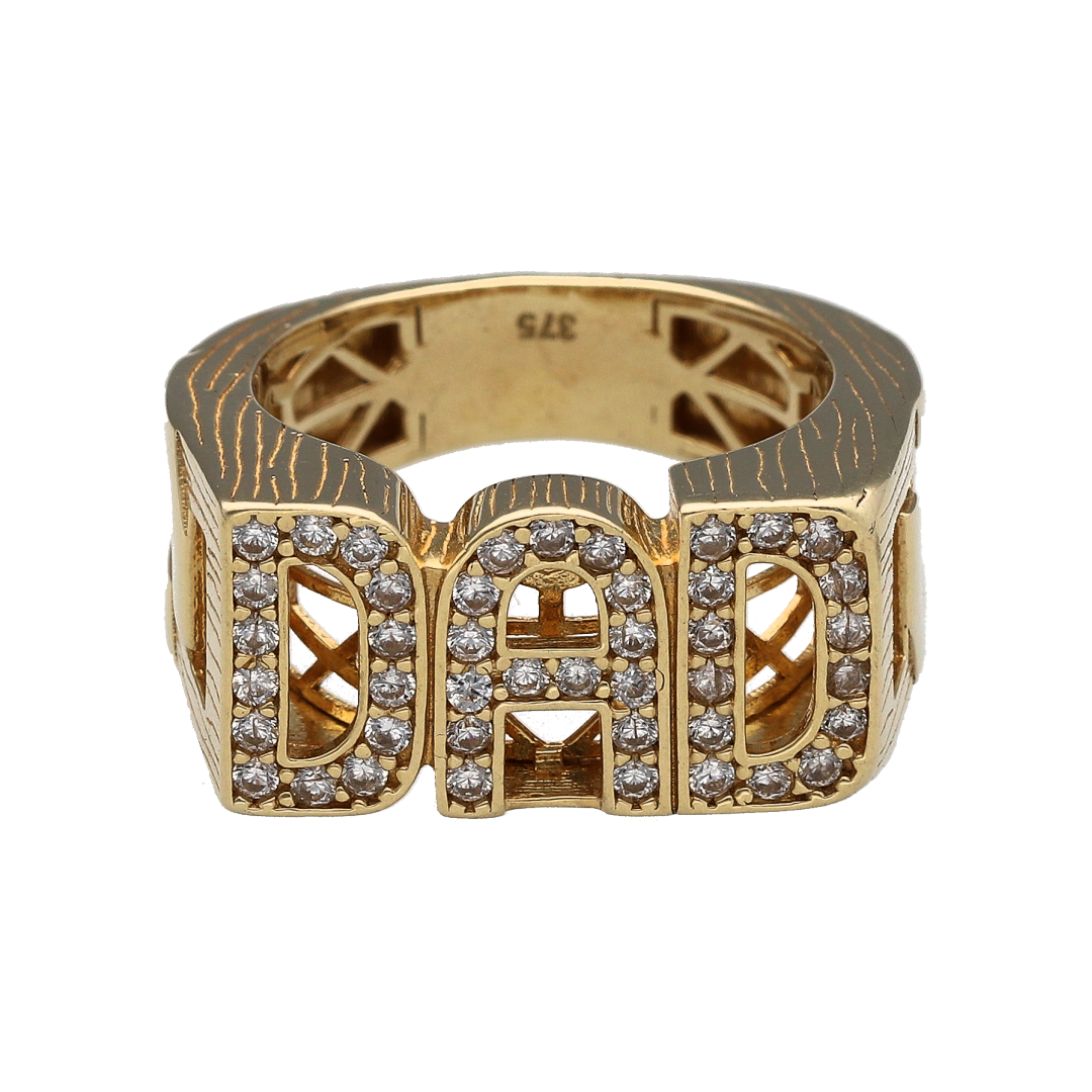New 9ct Gold & Cubic Zirconia Set Dad Ring